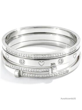 Stackable Bangle Bracelets for Women, Stainless Steel Friendship Bracelet Set,